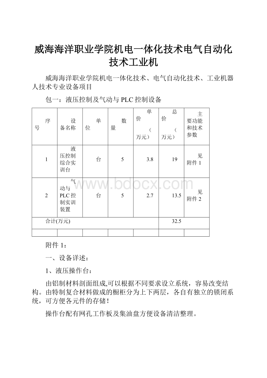 威海海洋职业学院机电一体化技术电气自动化技术工业机.docx_第1页