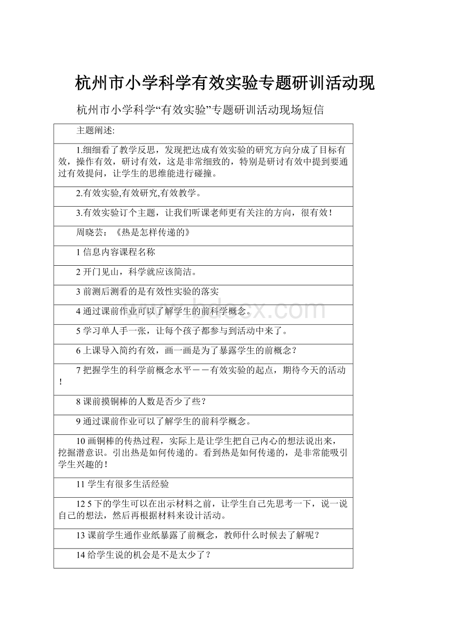 杭州市小学科学有效实验专题研训活动现.docx_第1页