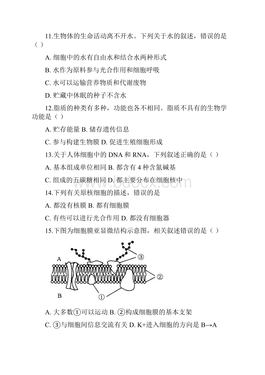 江苏省徐州市学年高一上学期期末生物试题.docx_第3页