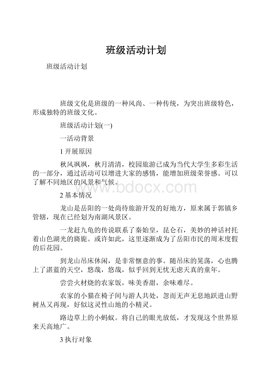 班级活动计划.docx