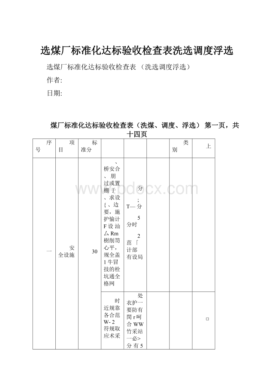 选煤厂标准化达标验收检查表洗选调度浮选.docx_第1页