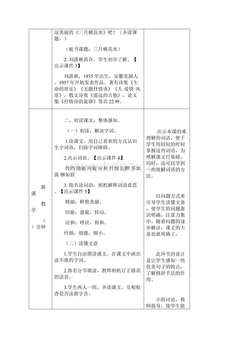 部编本小学语文四年级下册4三月桃花水教案精品教学设计.docx_第2页