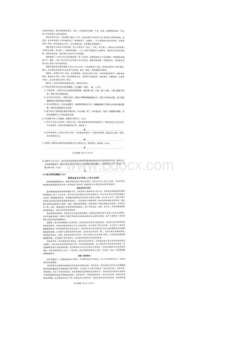 浙江省绍兴市越城区届中考语文适应性测试试题扫描版.docx_第3页