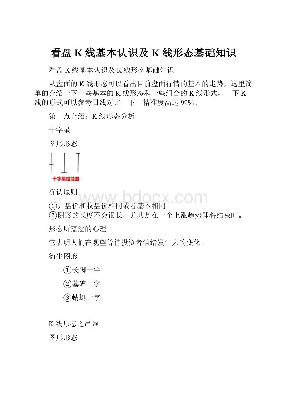 看盘K线基本认识及K线形态基础知识.docx