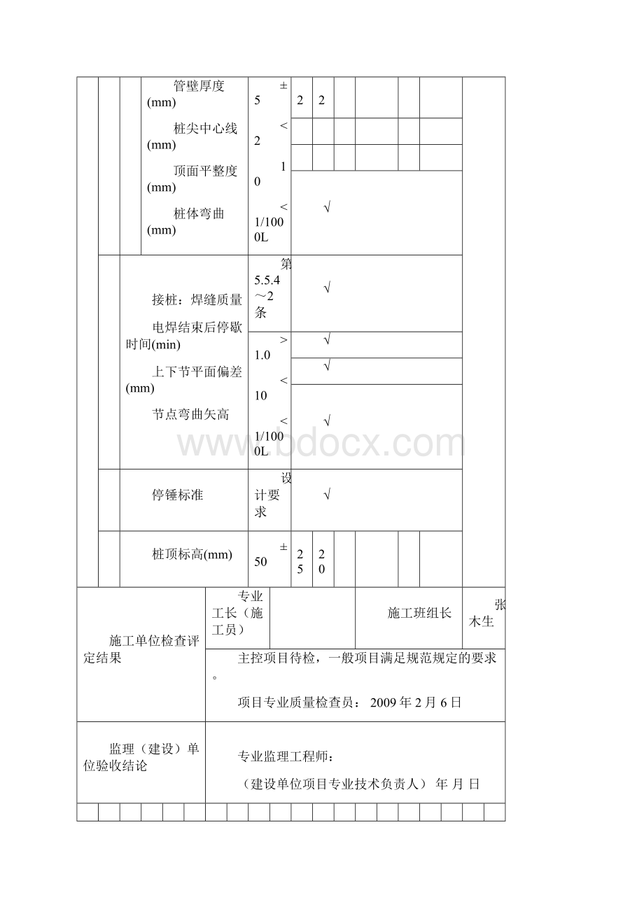 预应力管桩工程检验批质量验收记录.docx_第2页