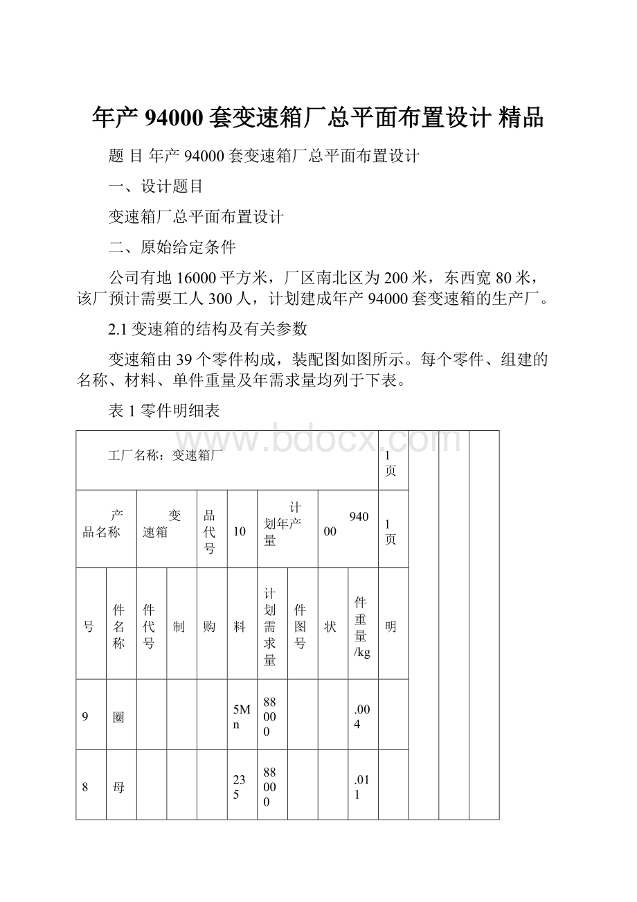 年产94000套变速箱厂总平面布置设计 精品.docx