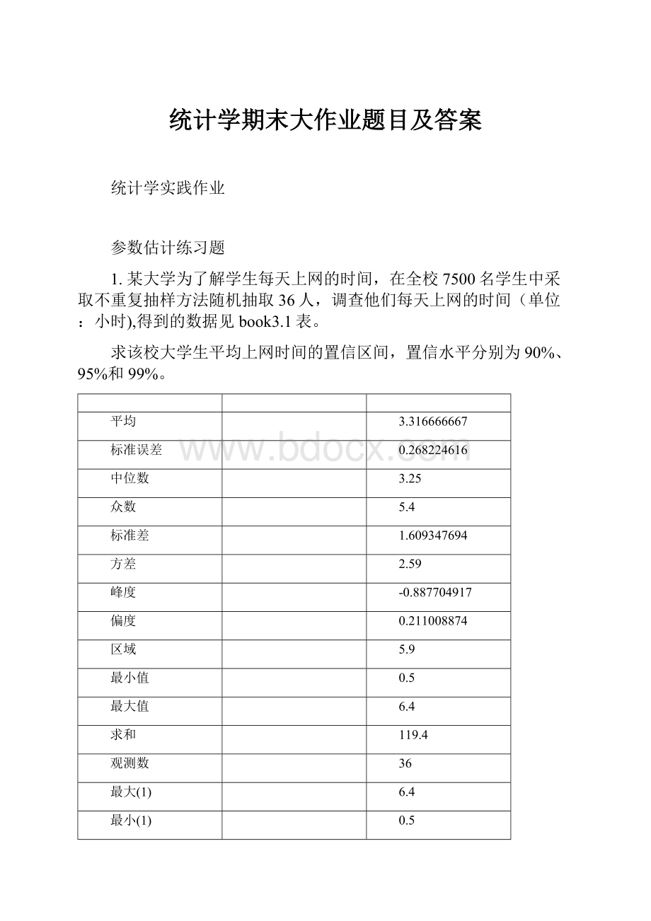 统计学期末大作业题目及答案.docx