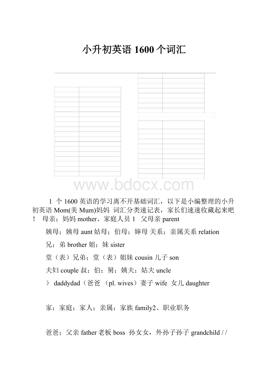 小升初英语1600个词汇.docx