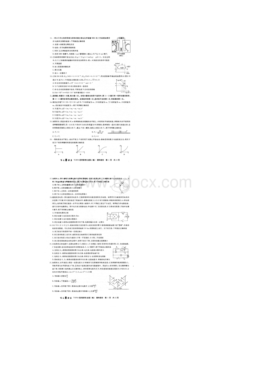 百校联盟届TOP20四月联考全国一卷理综扫描版.docx_第2页