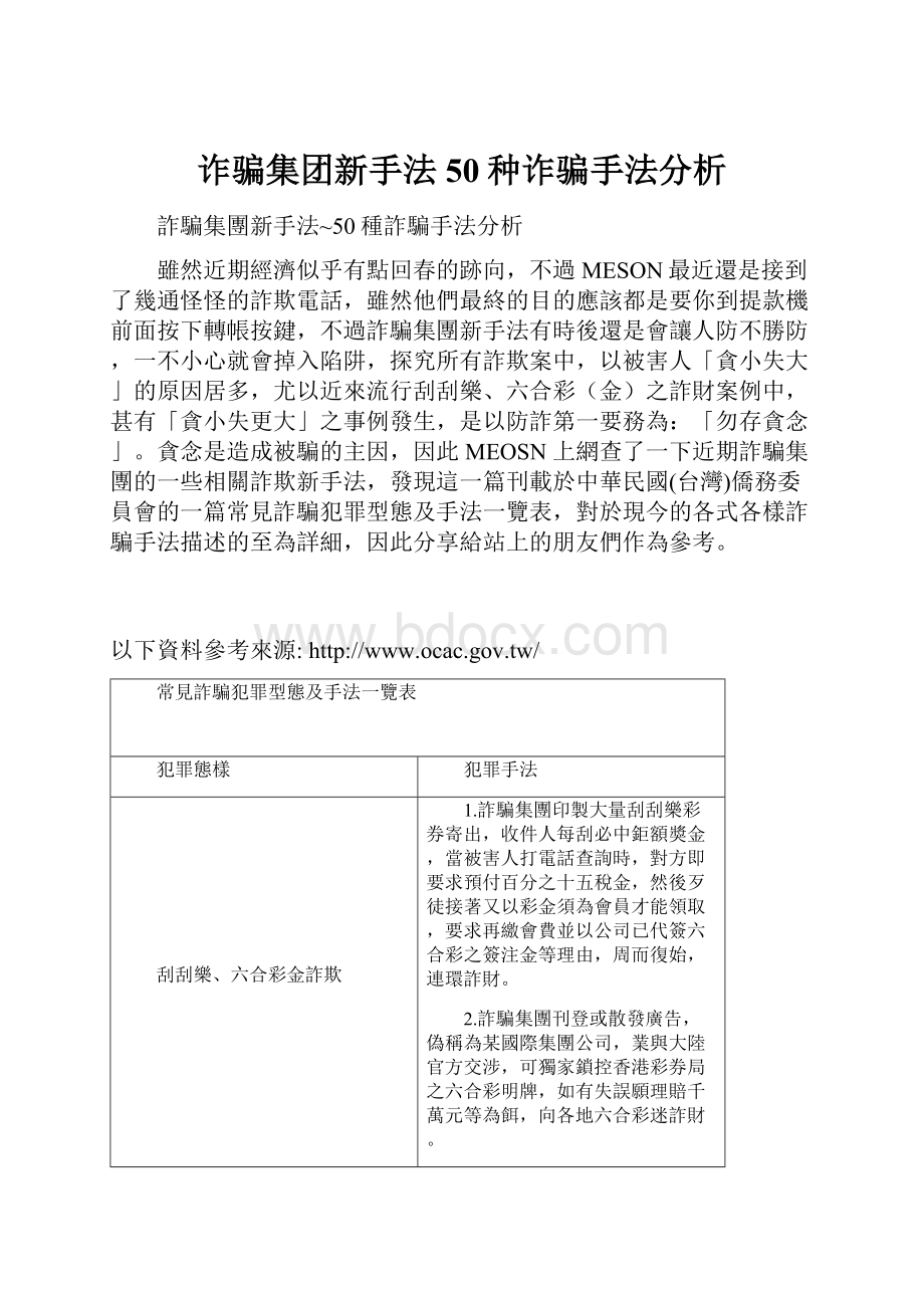 诈骗集团新手法50种诈骗手法分析.docx