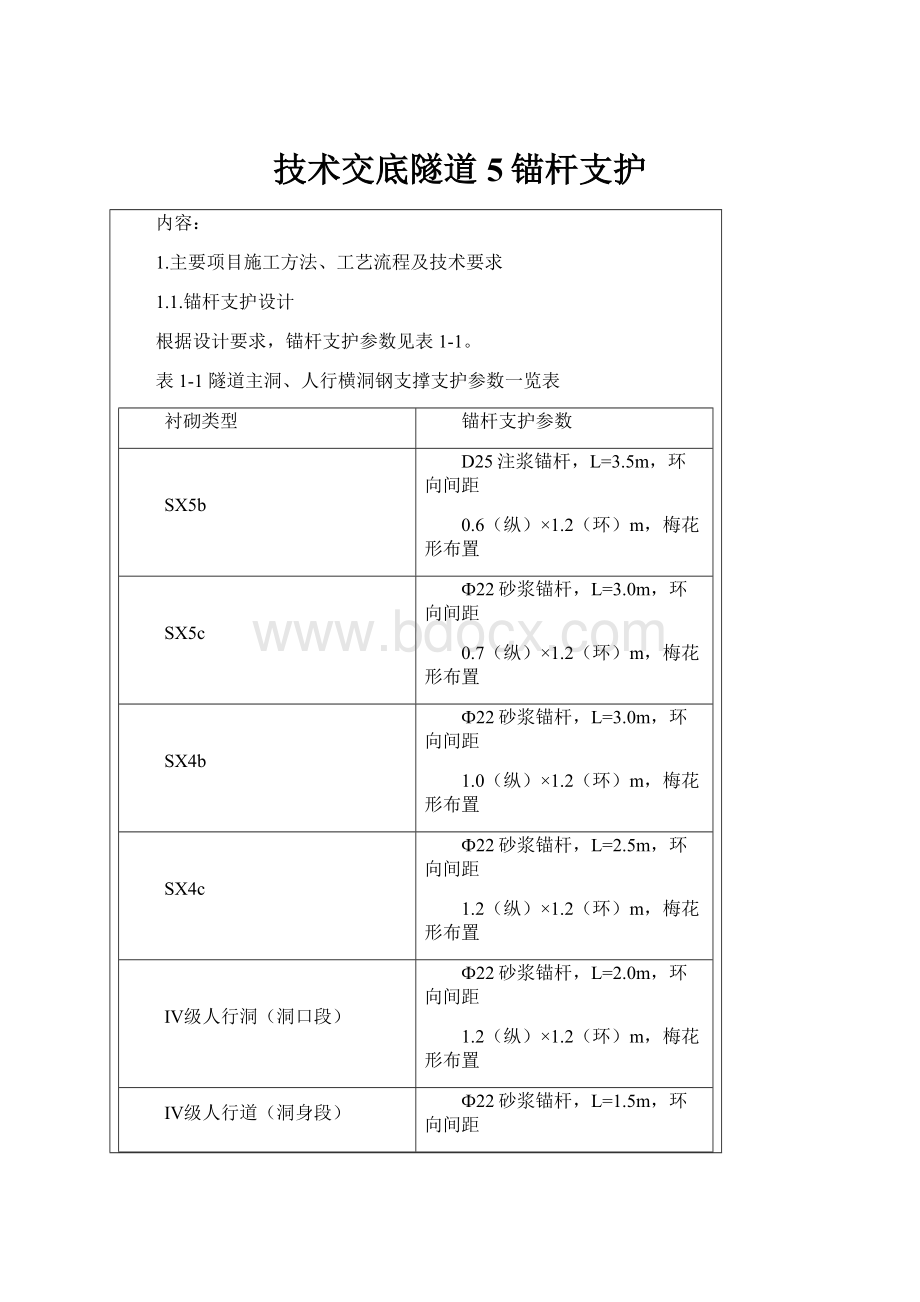 技术交底隧道5锚杆支护.docx_第1页