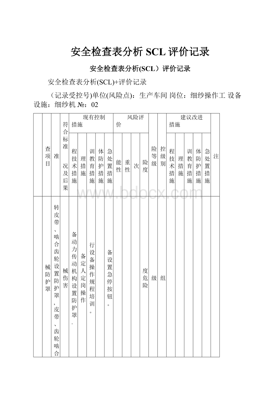 安全检查表分析SCL评价记录.docx