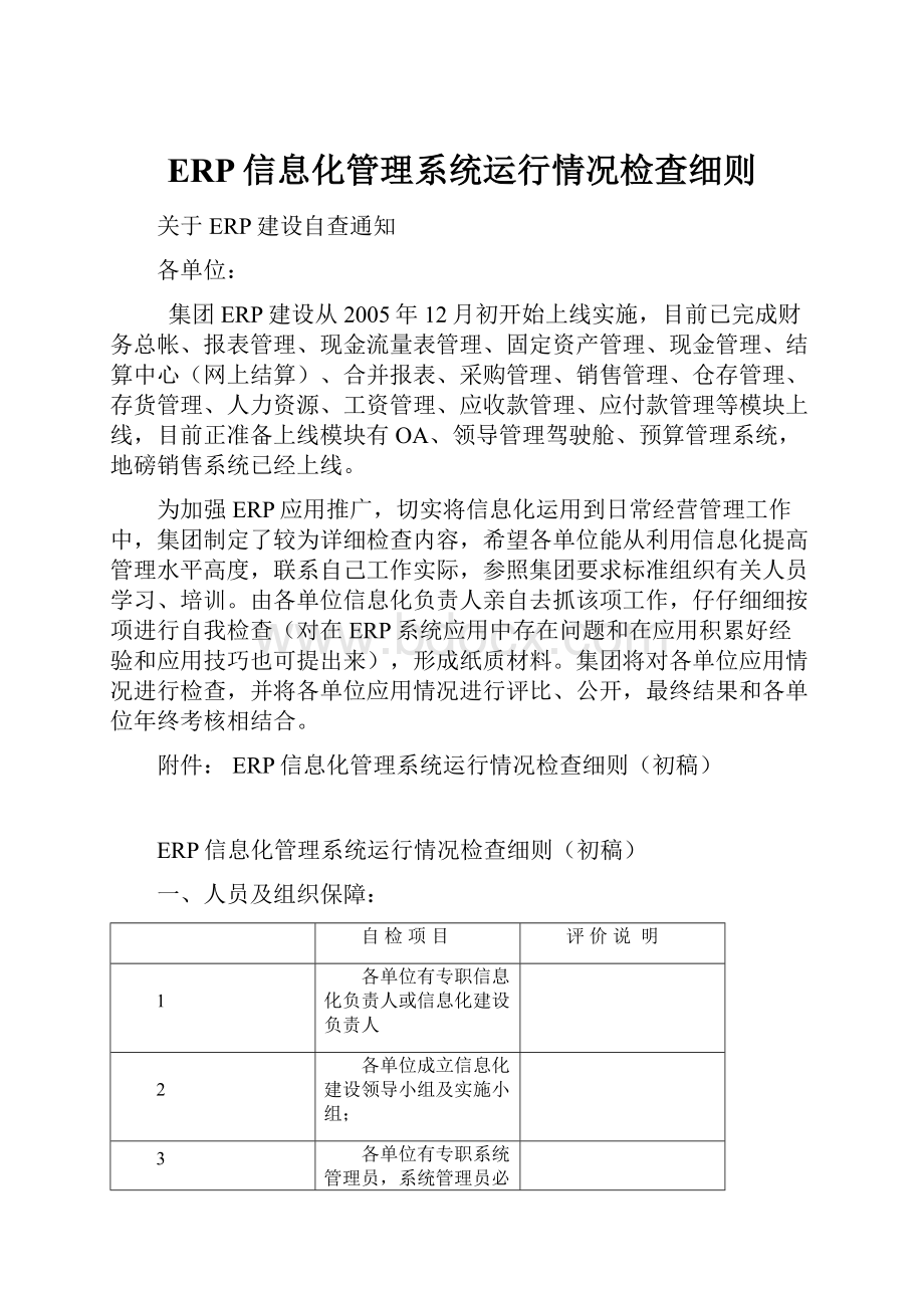 ERP信息化管理系统运行情况检查细则.docx