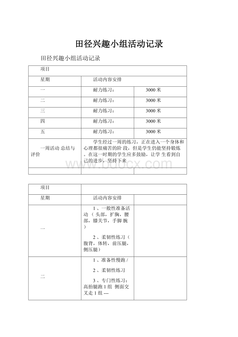 田径兴趣小组活动记录.docx_第1页