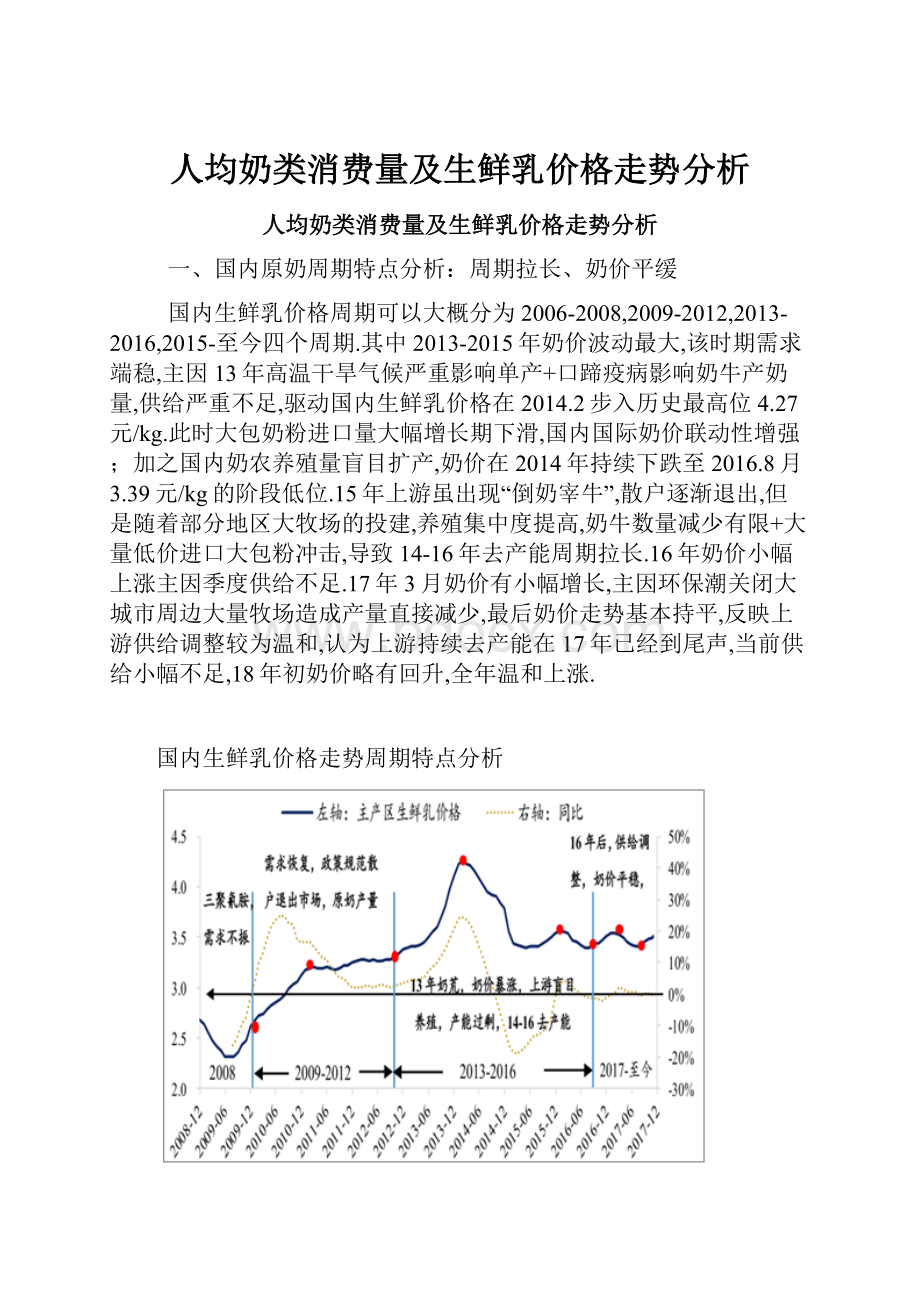 人均奶类消费量及生鲜乳价格走势分析.docx_第1页