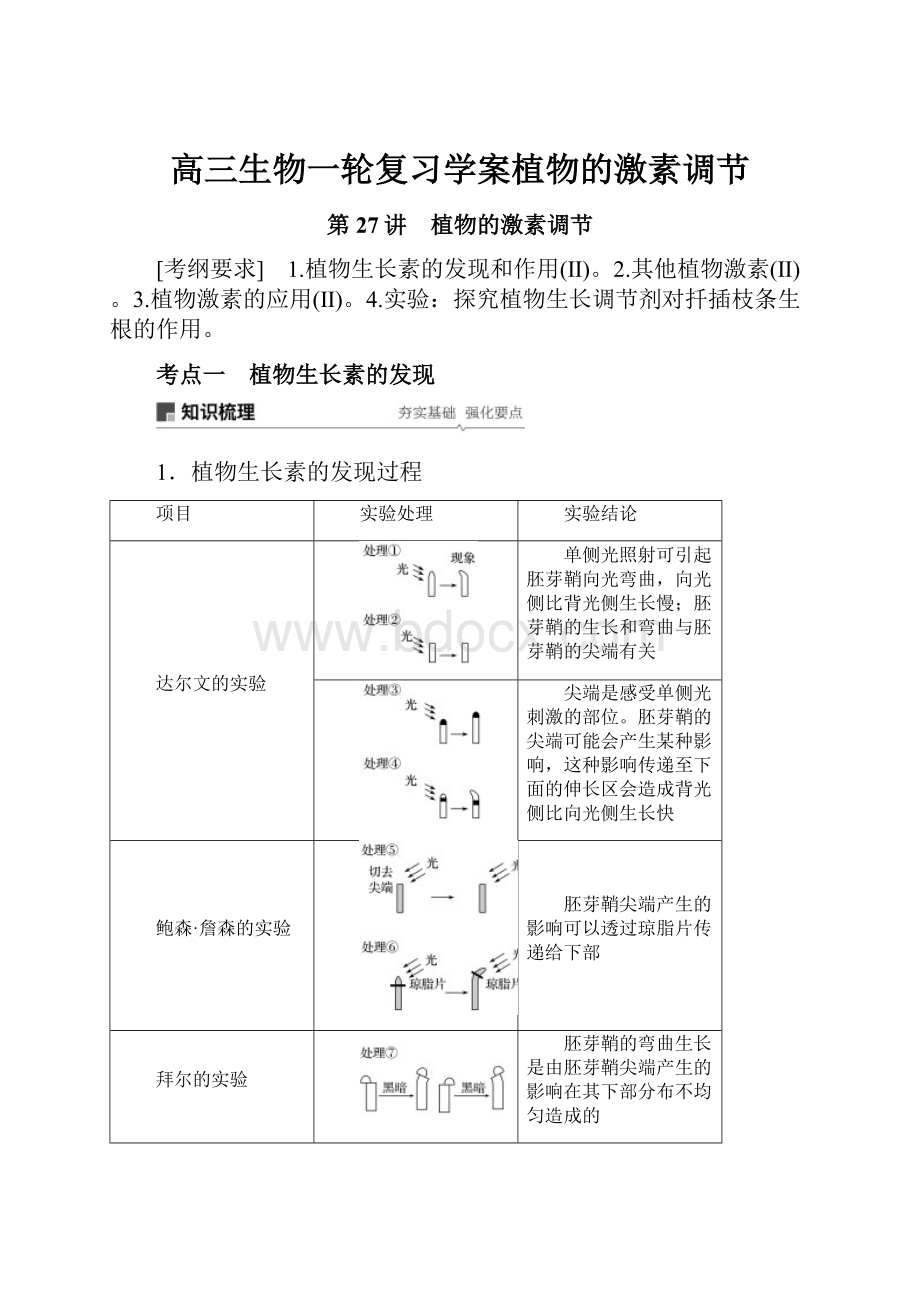 高三生物一轮复习学案植物的激素调节.docx