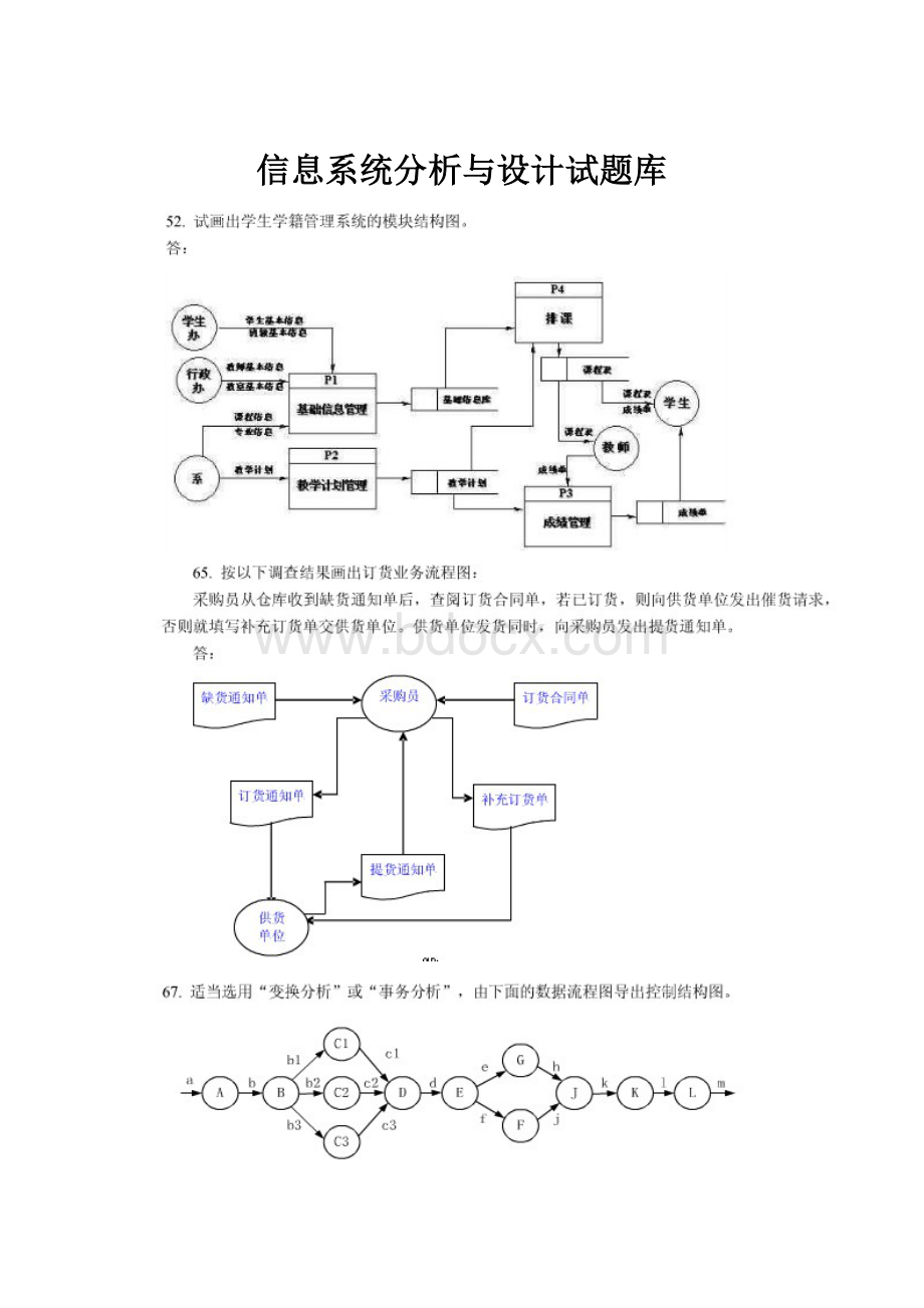 信息系统分析与设计试题库.docx