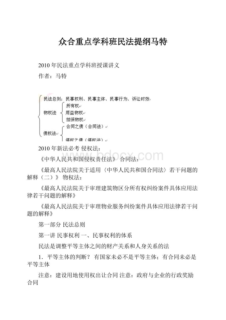 众合重点学科班民法提纲马特.docx_第1页