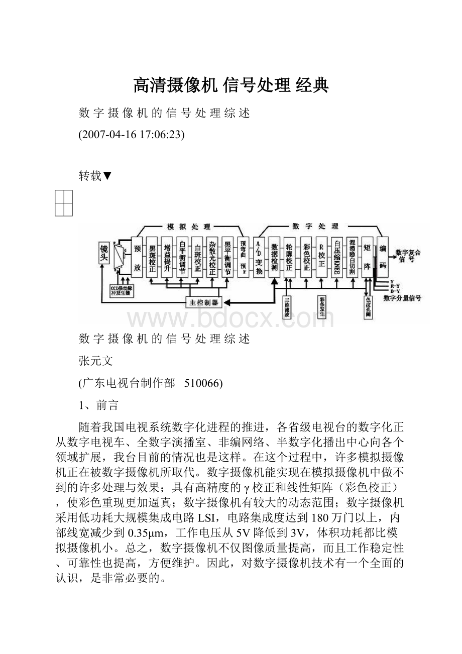 高清摄像机 信号处理 经典.docx_第1页