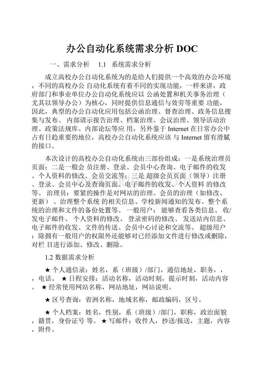 办公自动化系统需求分析DOC.docx