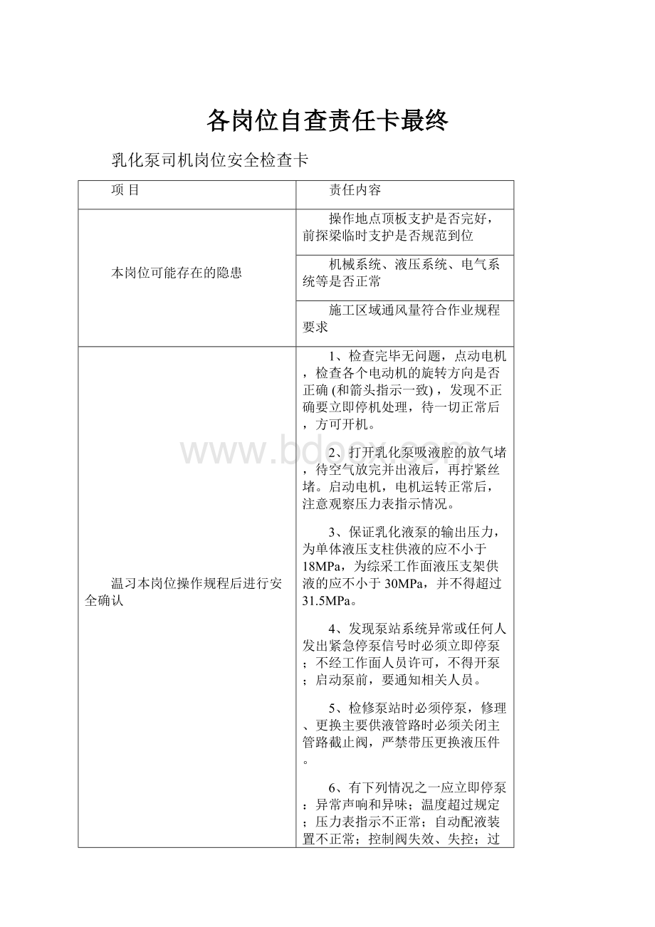 各岗位自查责任卡最终.docx_第1页