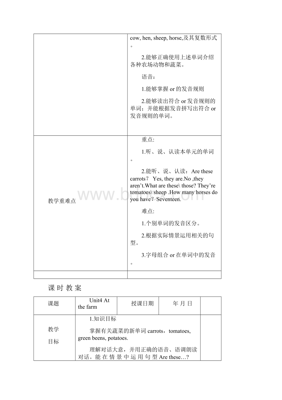 新版pep四下unit4单元教材解析及教案.docx_第2页