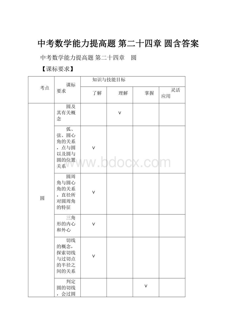 中考数学能力提高题 第二十四章 圆含答案.docx_第1页