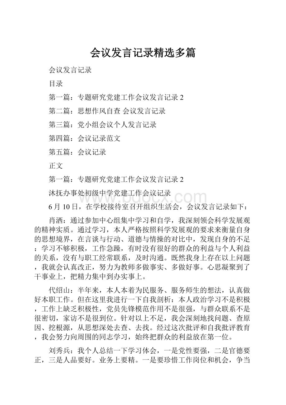 会议发言记录精选多篇.docx