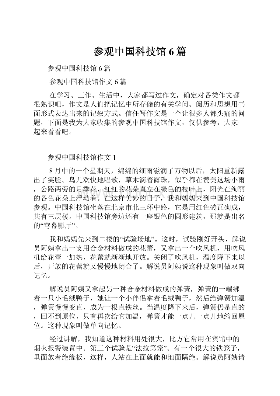 参观中国科技馆6篇.docx