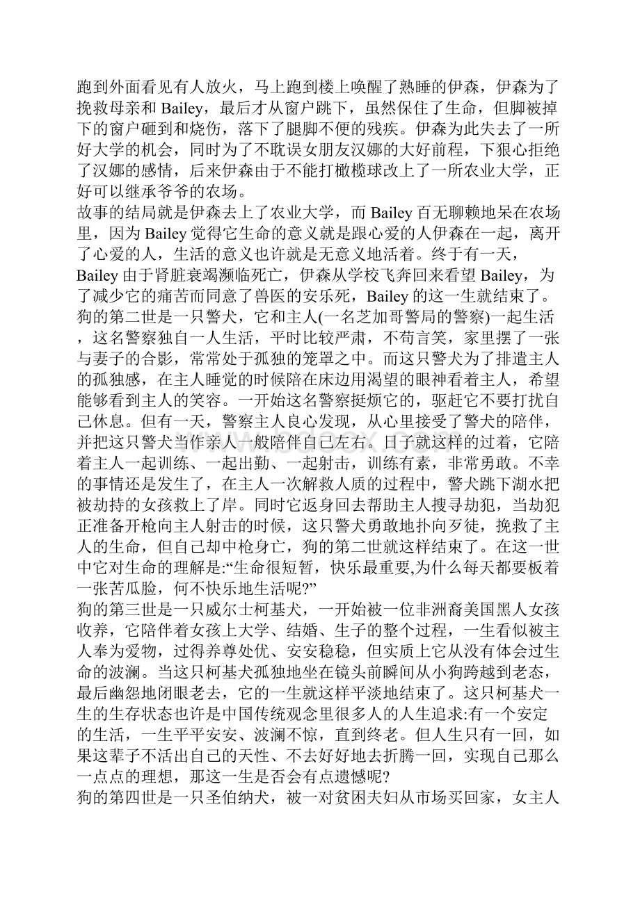 一条狗的使命骨干范文五篇600字汇总.docx_第2页