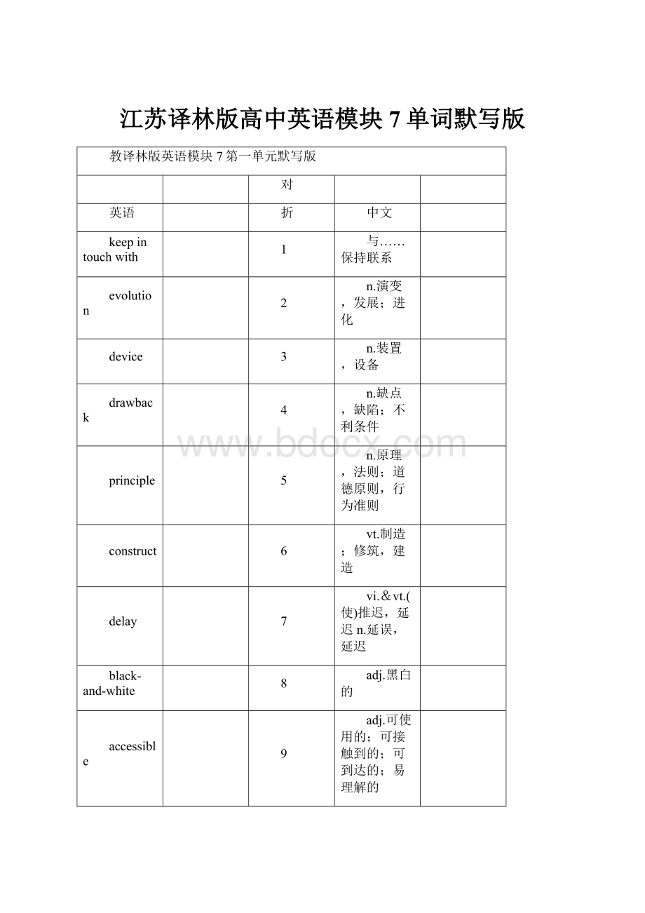 江苏译林版高中英语模块7单词默写版.docx_第1页