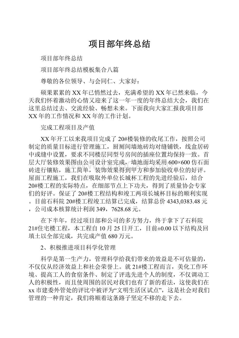 项目部年终总结.docx