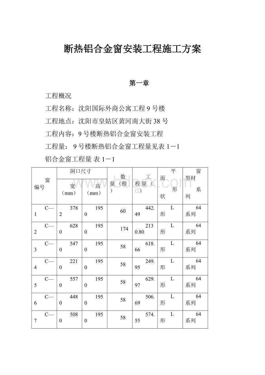 断热铝合金窗安装工程施工方案.docx