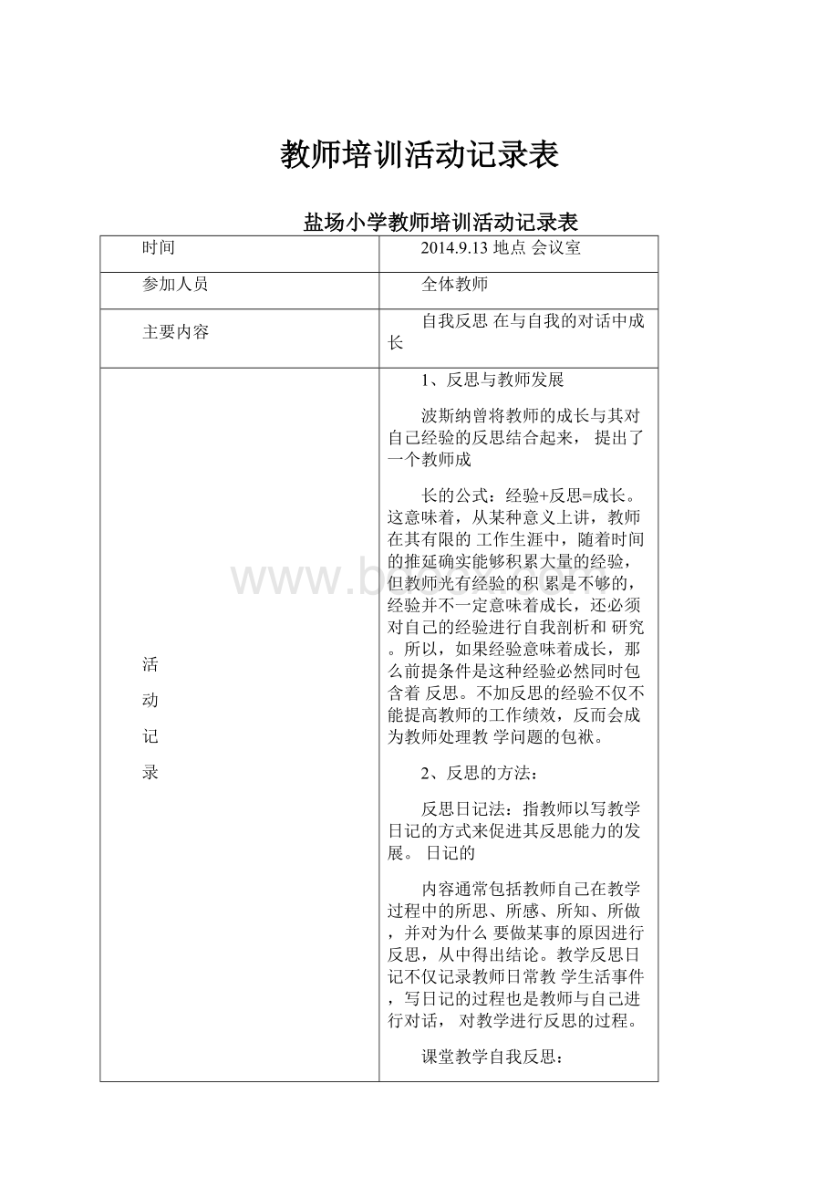 教师培训活动记录表.docx