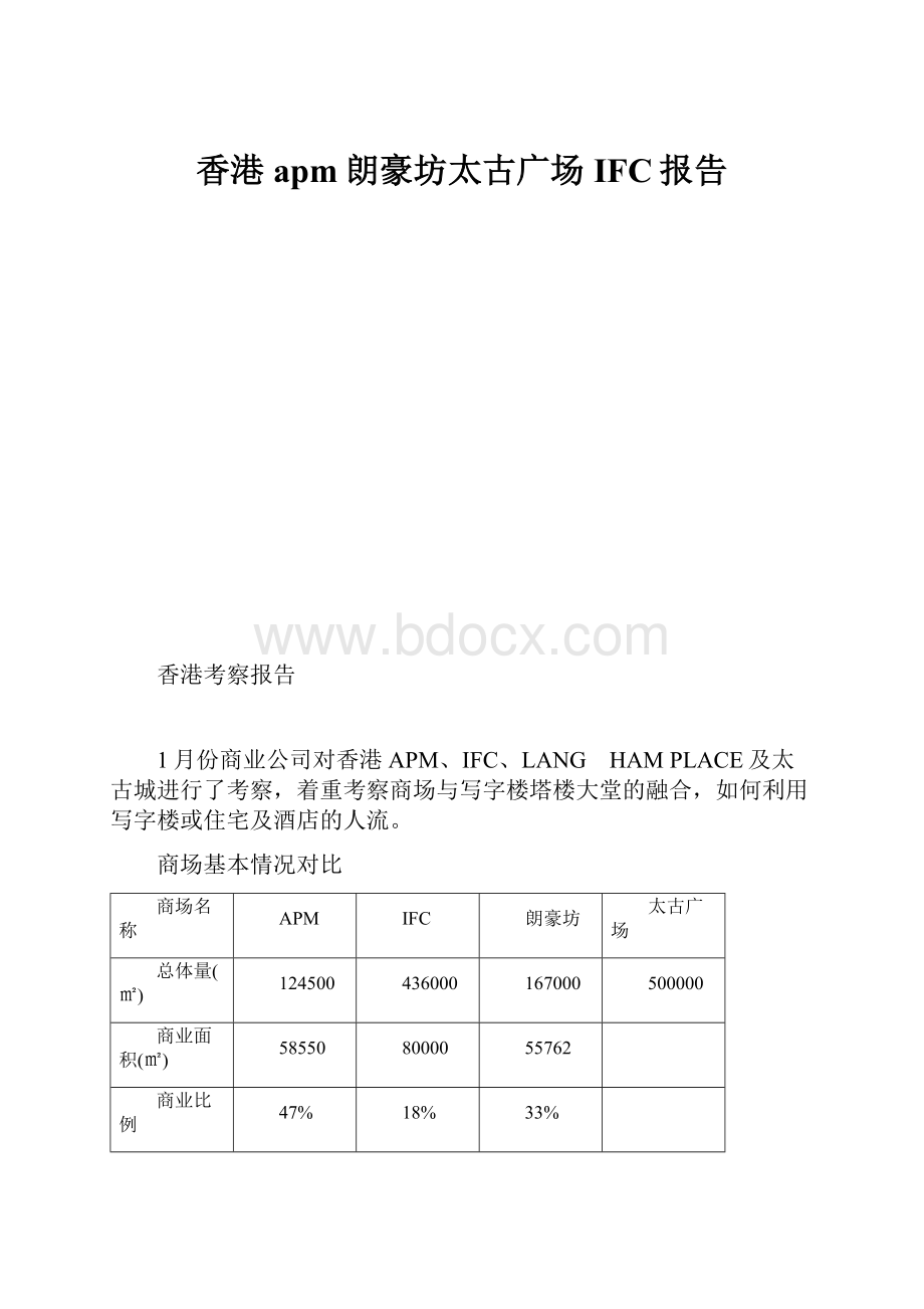 香港apm朗豪坊太古广场IFC报告.docx_第1页