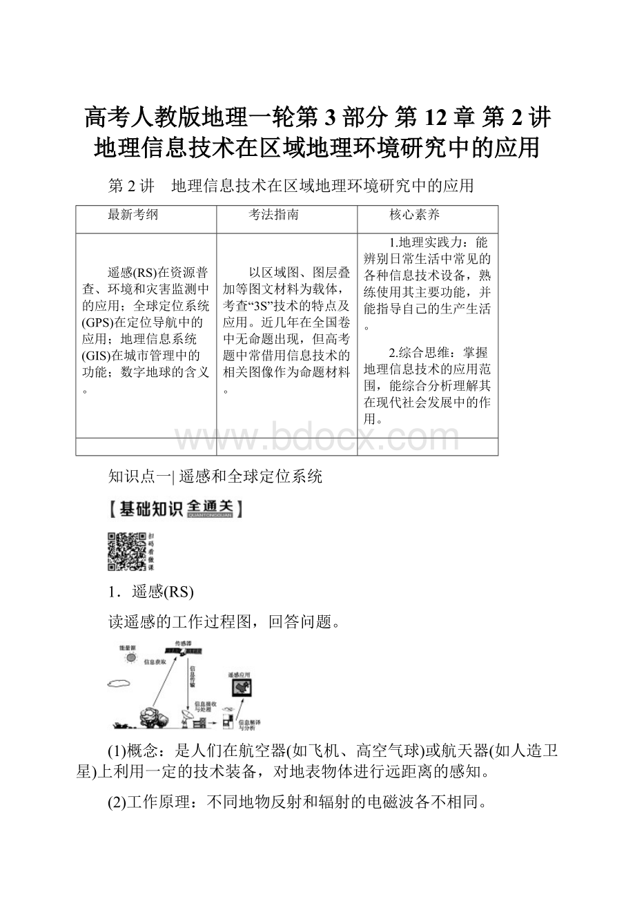 高考人教版地理一轮第3部分 第12章 第2讲 地理信息技术在区域地理环境研究中的应用.docx