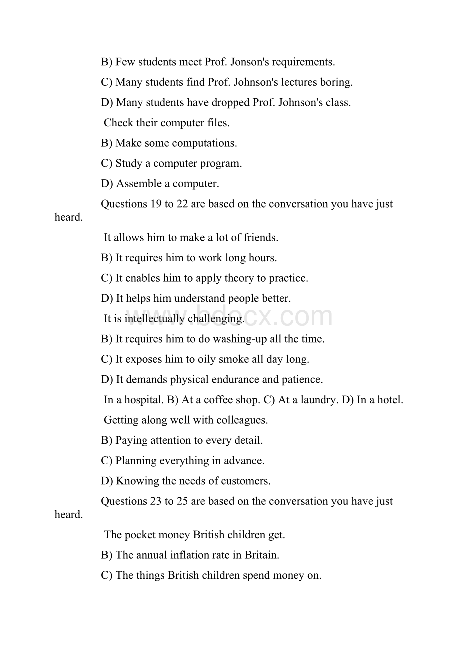 历年英语四级真题及答案下载.docx_第2页