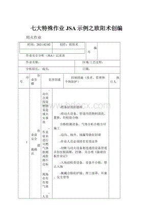 七大特殊作业JSA示例之欧阳术创编.docx