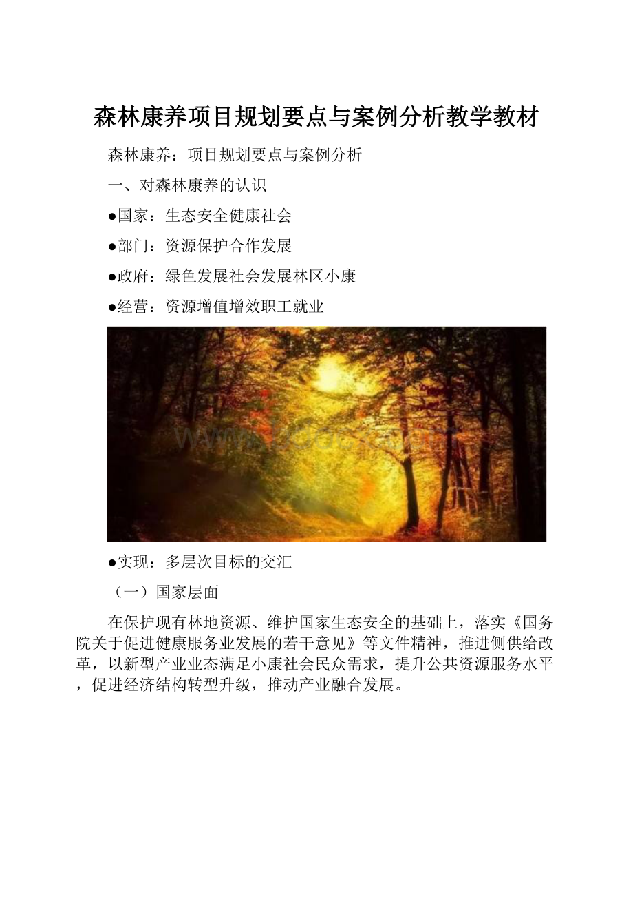 森林康养项目规划要点与案例分析教学教材.docx