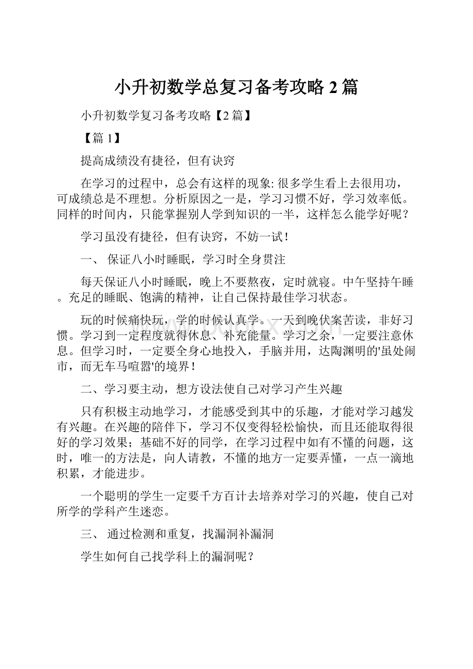 小升初数学总复习备考攻略2篇.docx_第1页