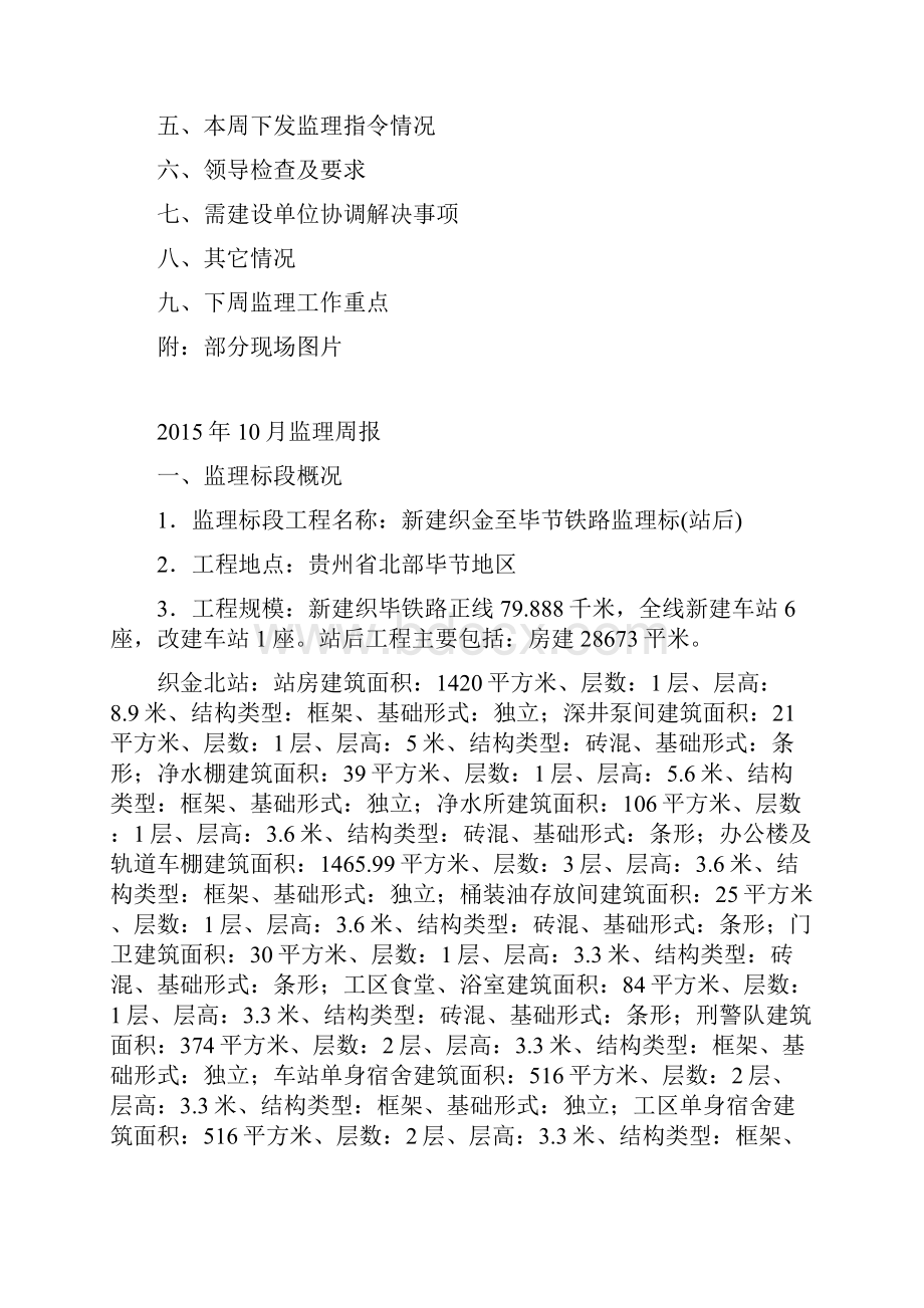 1011第二周织毕站后房建监理周报剖解.docx_第2页