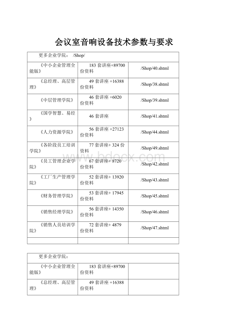 会议室音响设备技术参数与要求.docx_第1页