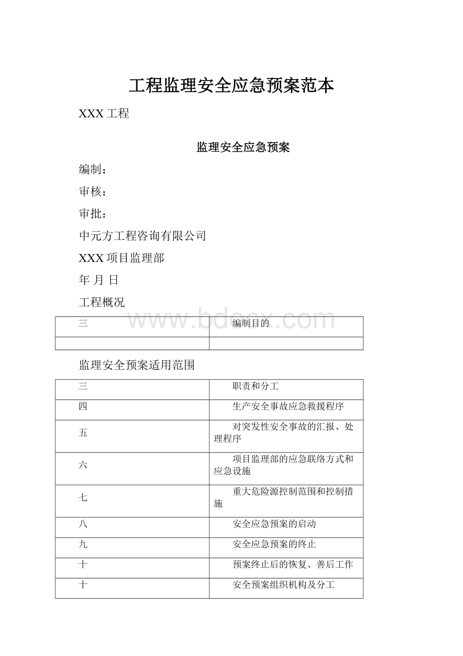 工程监理安全应急预案范本.docx