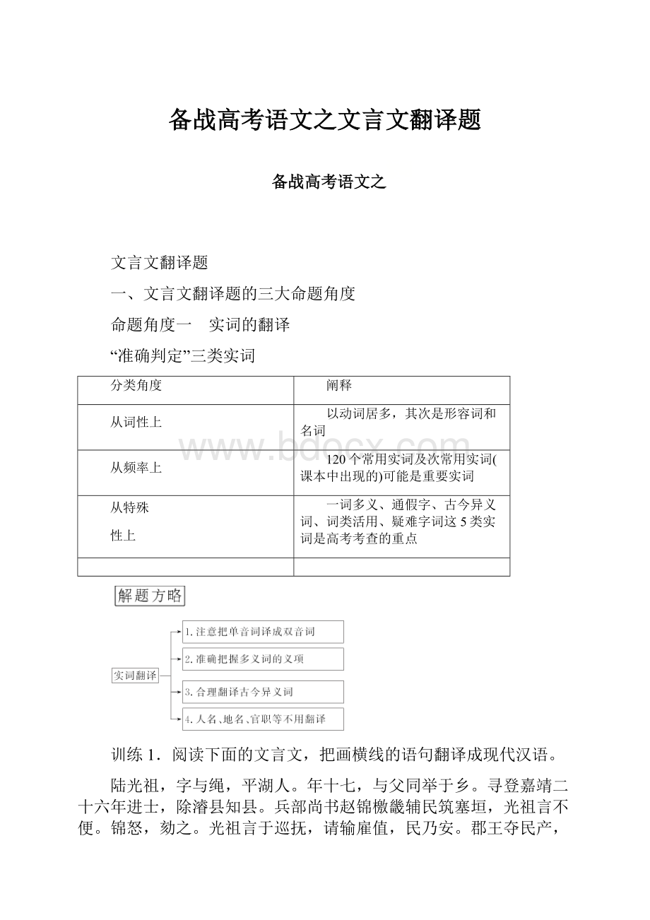 备战高考语文之文言文翻译题.docx_第1页