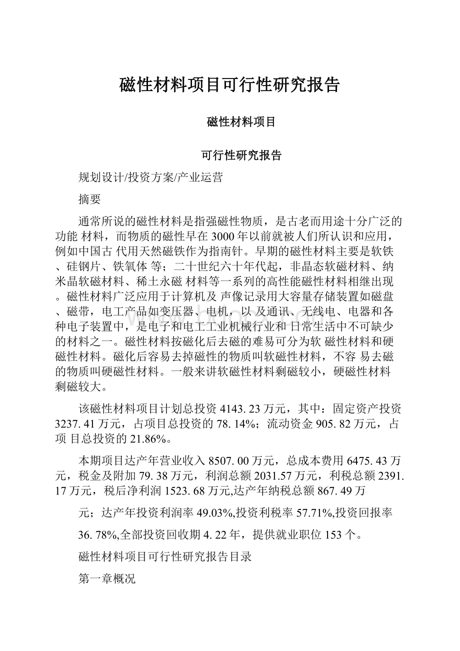 磁性材料项目可行性研究报告.docx_第1页