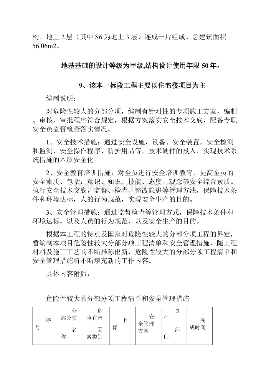 较大危险性的分部分项工程清单和安全管理措施.docx_第2页