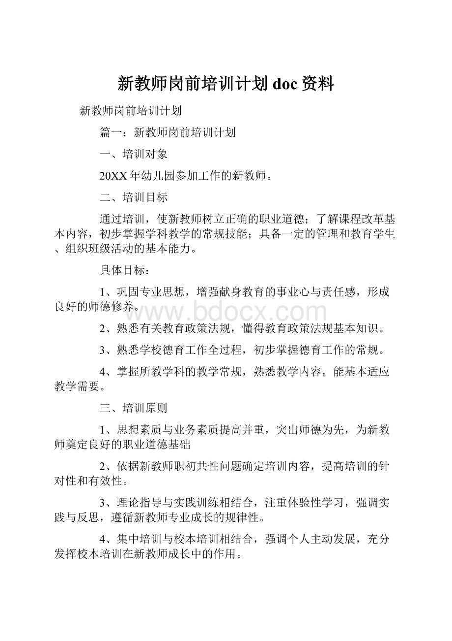 新教师岗前培训计划doc资料.docx