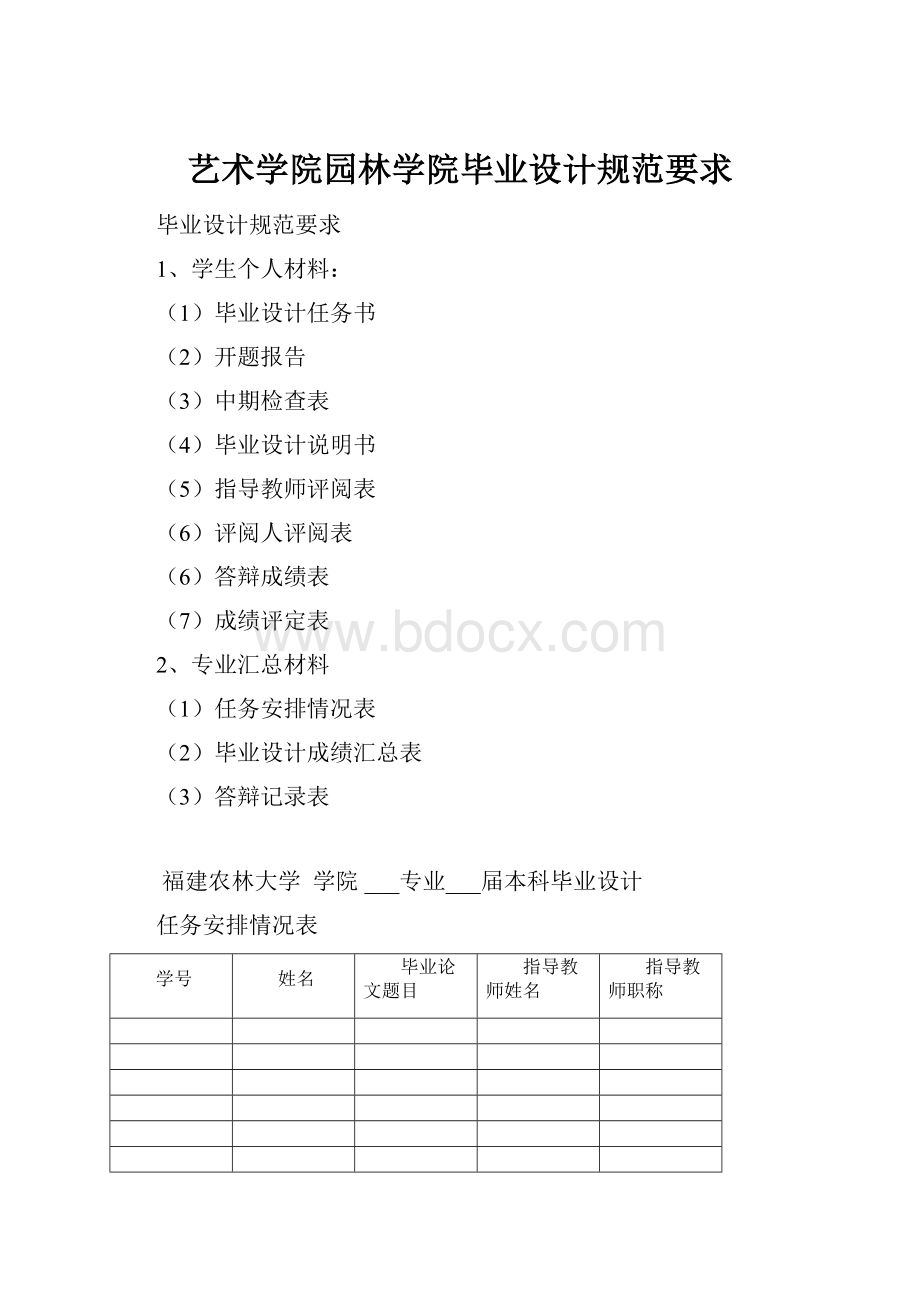 艺术学院园林学院毕业设计规范要求.docx