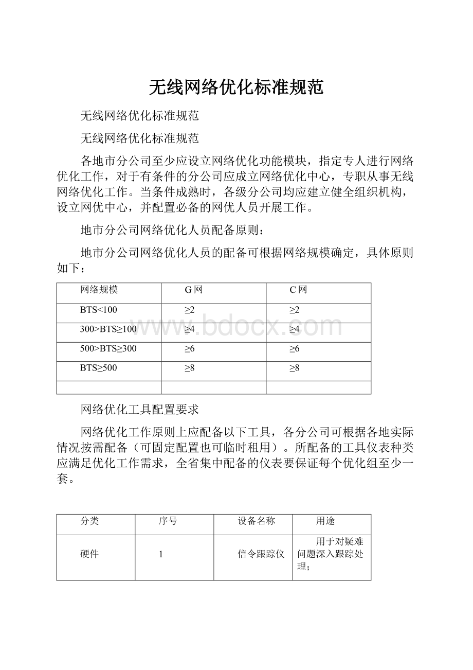 无线网络优化标准规范.docx