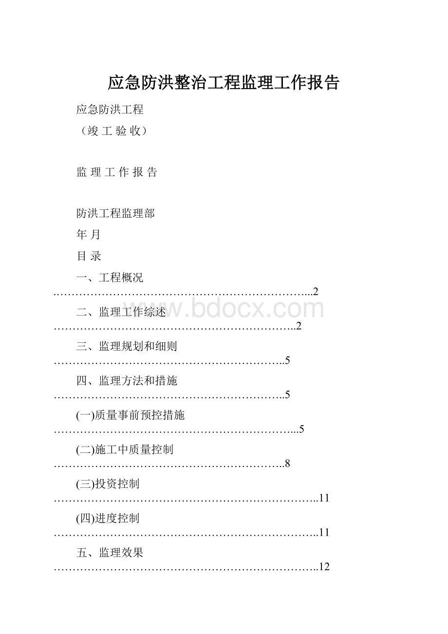 应急防洪整治工程监理工作报告.docx